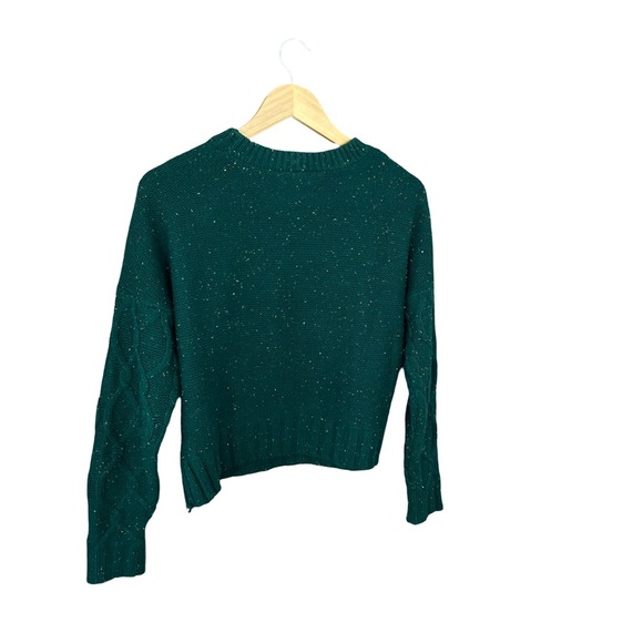 Ultra Flirt Cable Knit Acrylic Crewneck Sweater M Green Pre-Owned Excellent - Picture 7 of 14